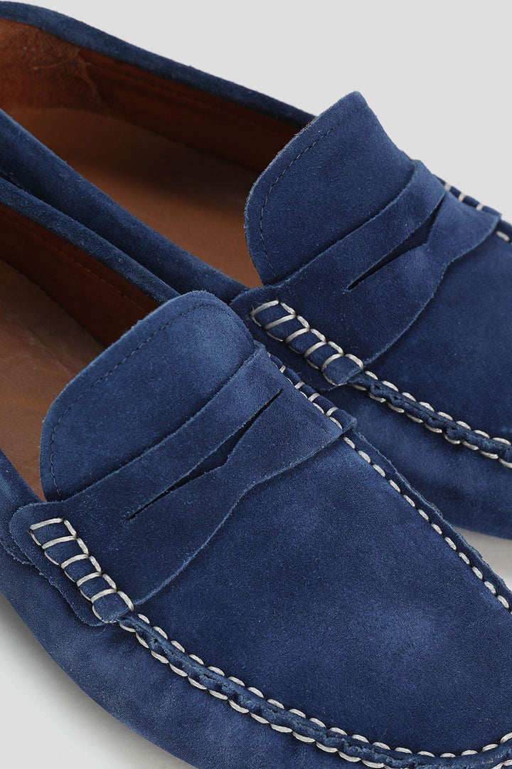 Azure Sky Men's Azure Blue Leather Loafer Shoes - Texmart