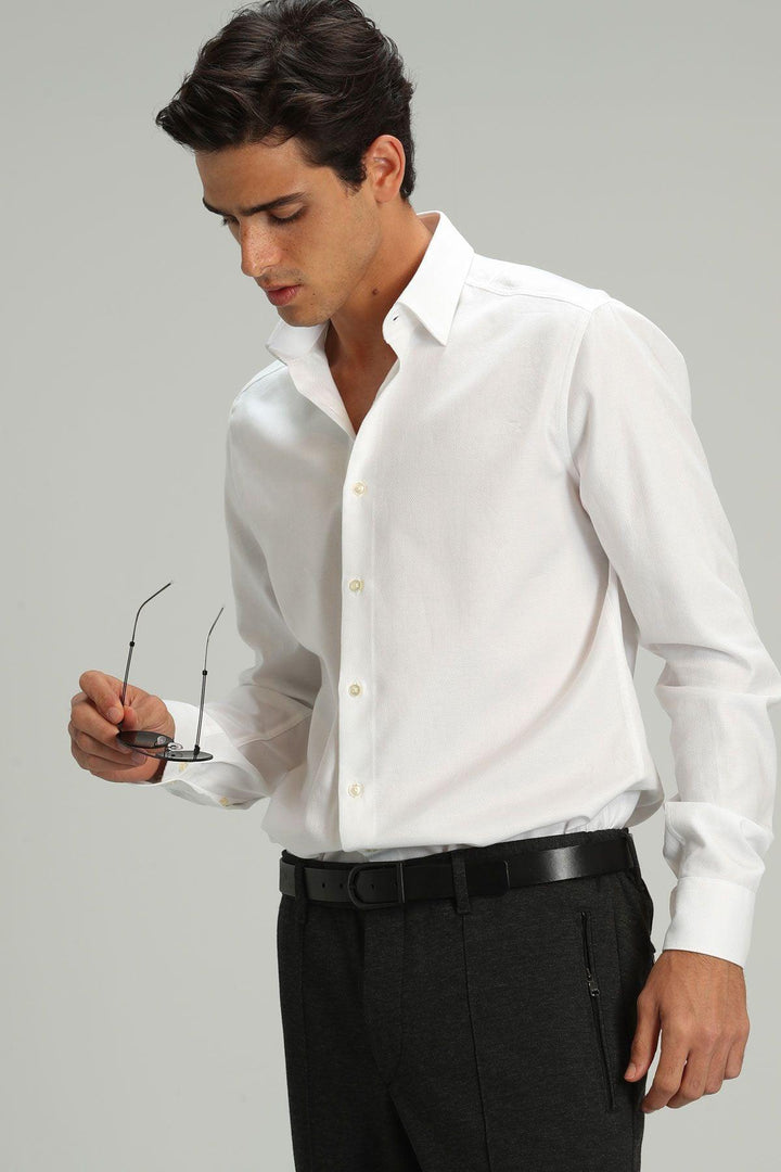 Benson Men's Smart Shirt Comfort Slim Fit White - The Ultimate Essential for Effortless Style and Comfort - Texmart