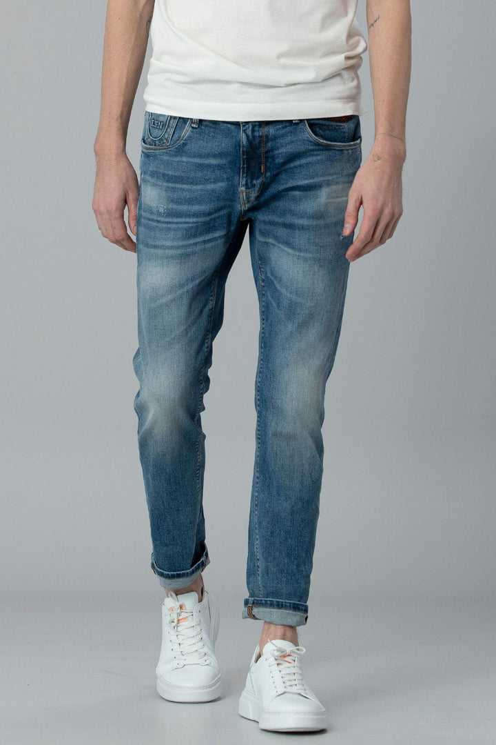 Blue Denim Elegance: Bertus Smart Jean Men's Trousers - Texmart