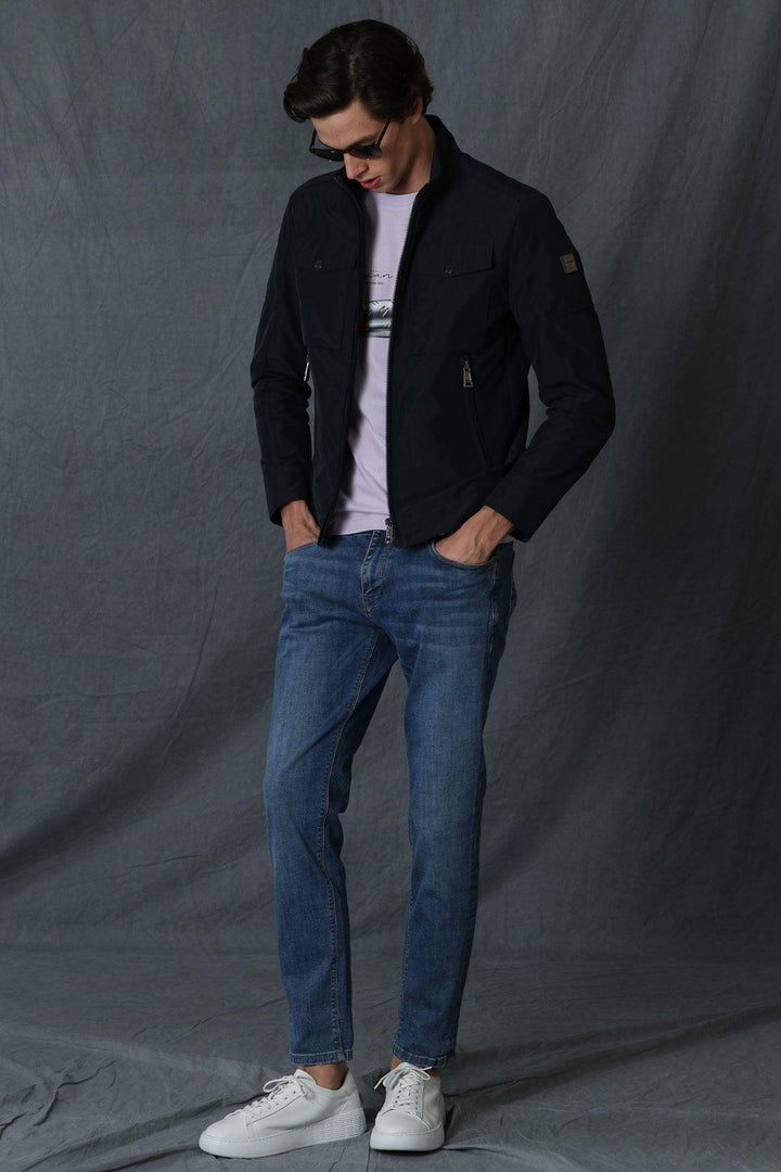 Classic Blue Denim Slim Fit Trousers: Effortlessly Stylish and Comfortable - Texmart