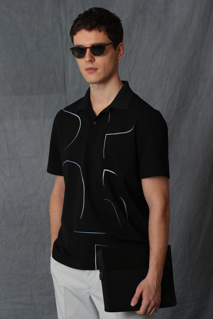 Classic Elegance Men's Cotton Polo T-Shirt - Black - Texmart