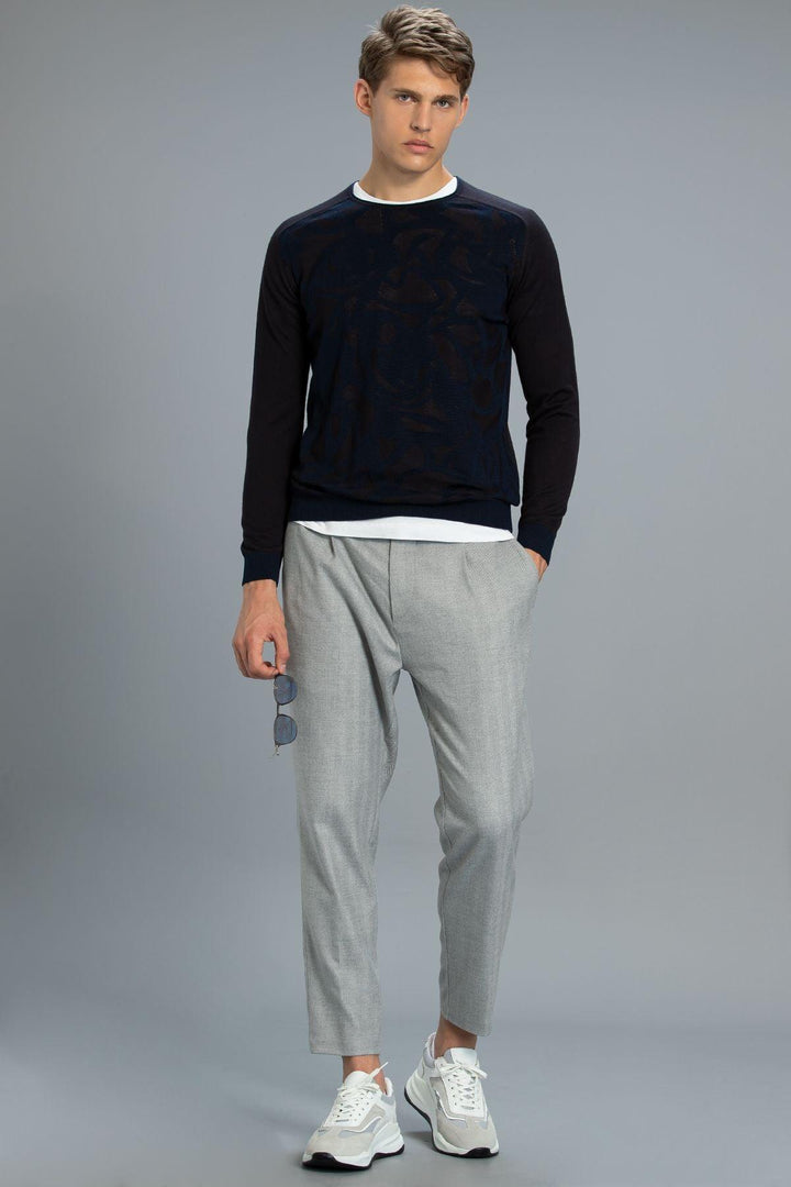 Classic Navy Wool-Blend Men's Sweater - Texmart