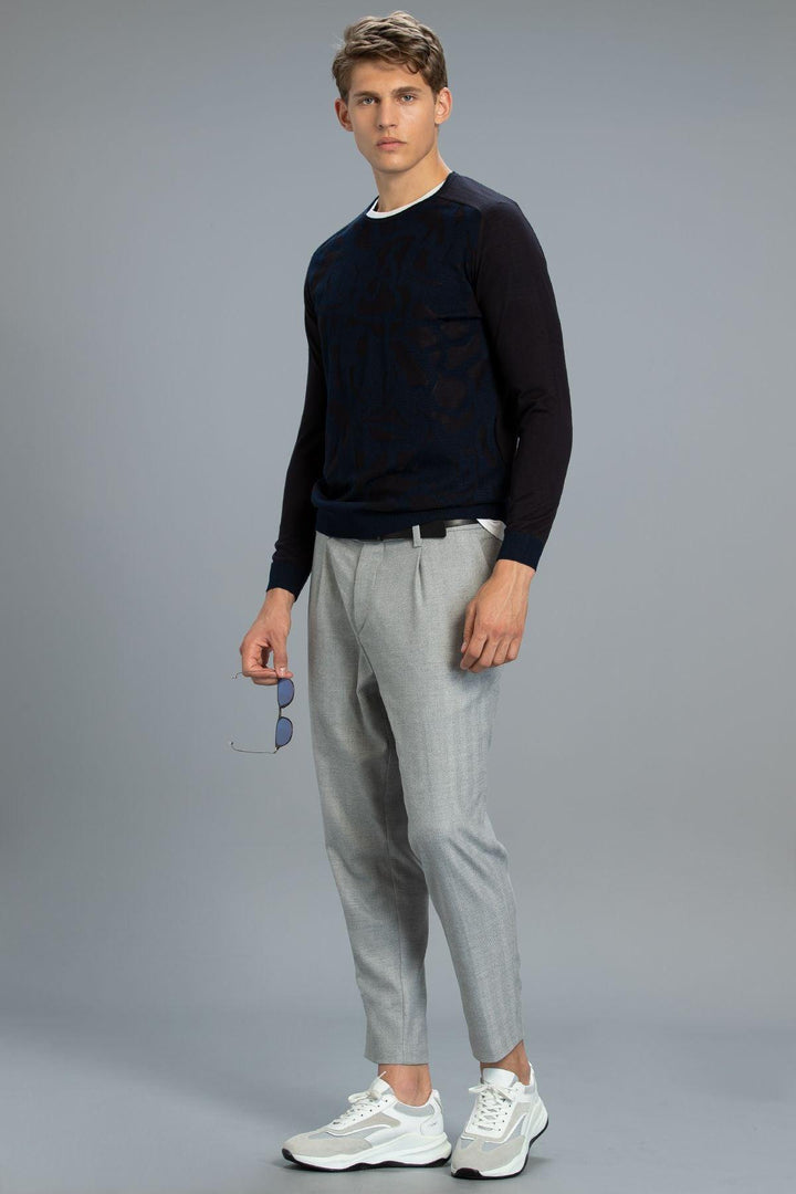 Classic Navy Wool-Blend Men's Sweater - Texmart