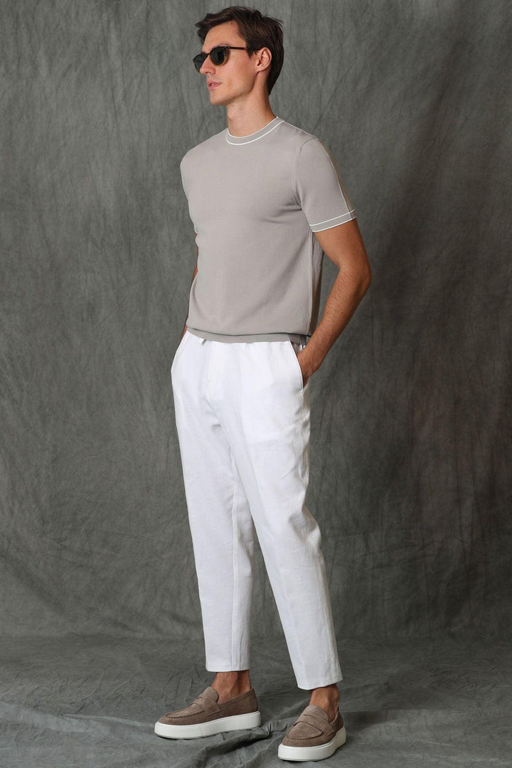 Classic White Linen Blend Chino Trousers for Men - Sleek Tailored Fit and Unmatched Comfort - Texmart