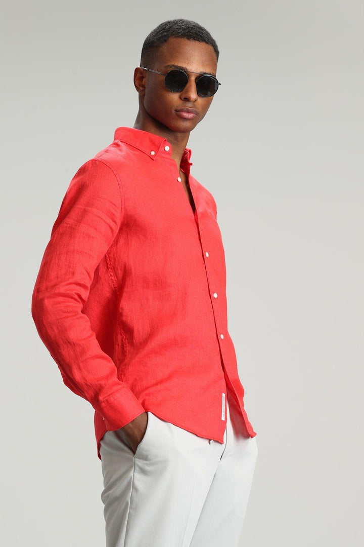 Coral Breeze: Men's Comfort Fit Linen Shirt by Pitaya - Texmart