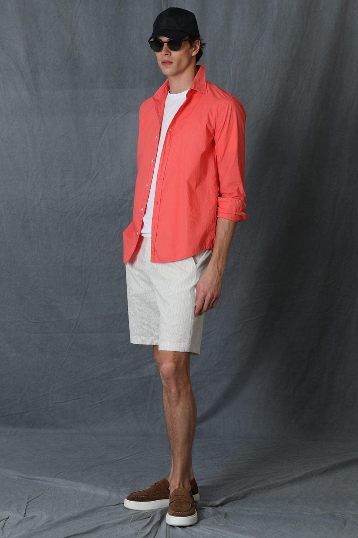 Coral Elegance: Makro Men's Smart Shirt in Comfort Slim Fit - Texmart