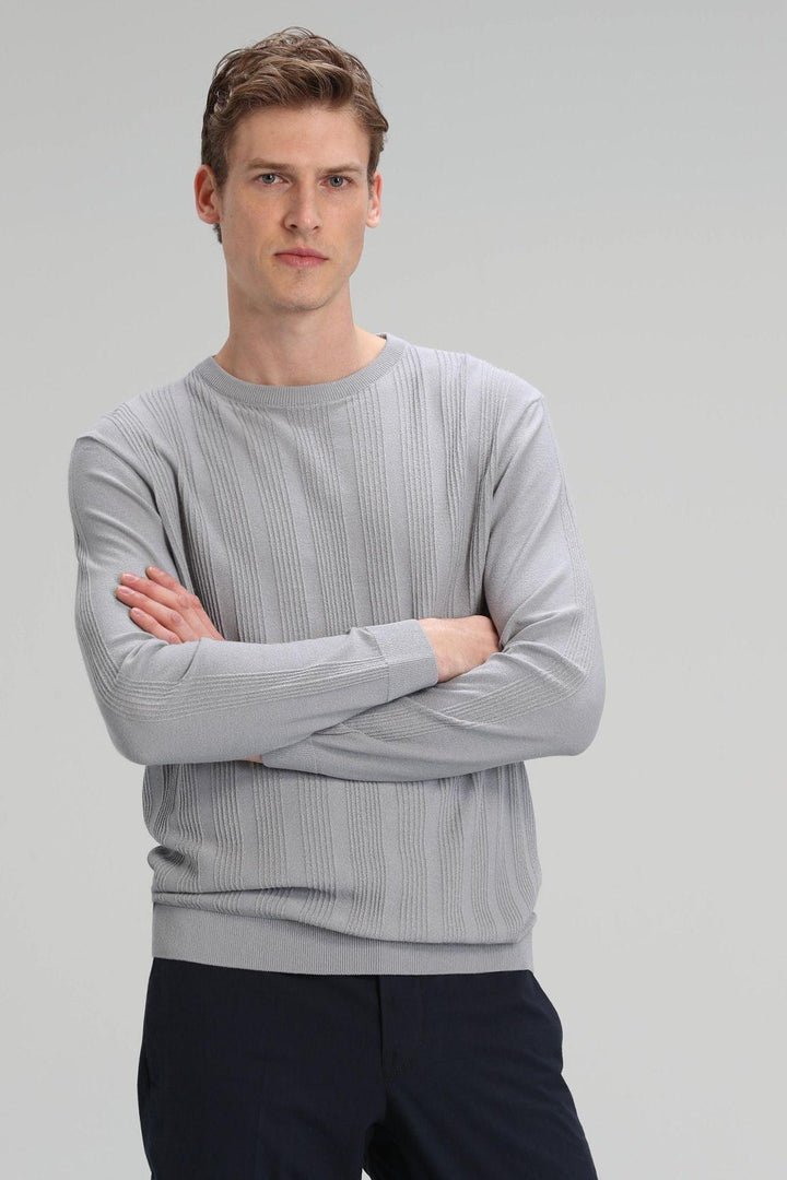 Cozy Blend: Men's Gray Viscose and PBT Sweater - Texmart