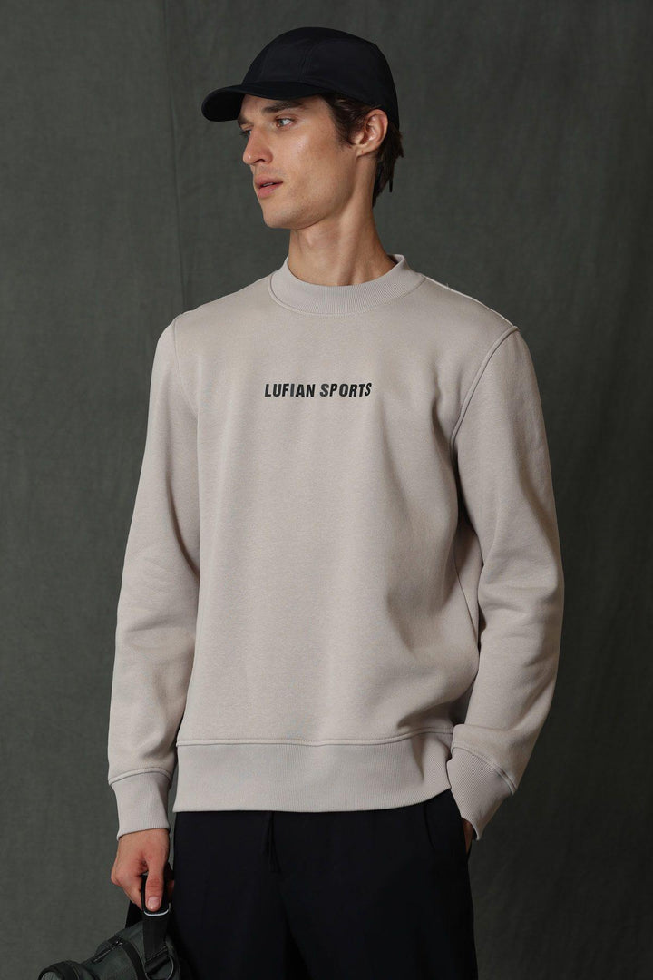 CozyBlend Men's Cotton-Poly Sweatshirt - Light Beige Elegance - Texmart