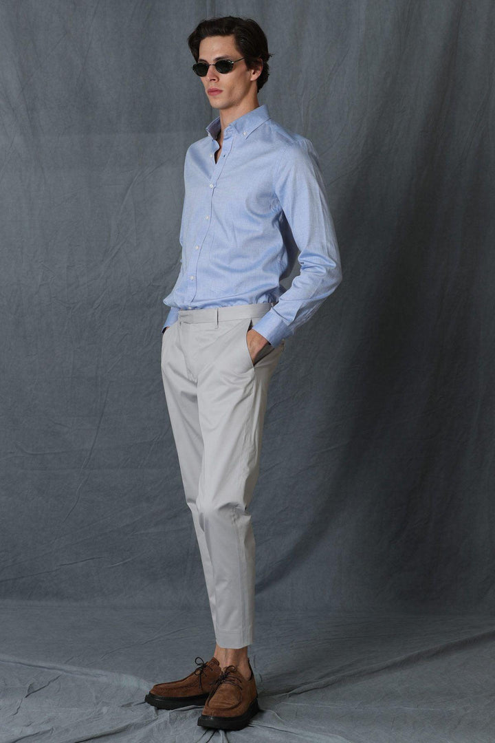 Gray Elegance: Alvi Smart Men's Slim Fit Chino Trousers - Texmart