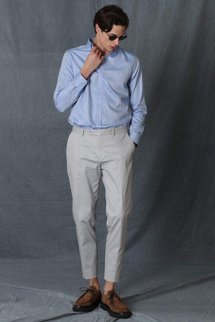 Gray Elegance: Alvi Smart Men's Slim Fit Chino Trousers - Texmart