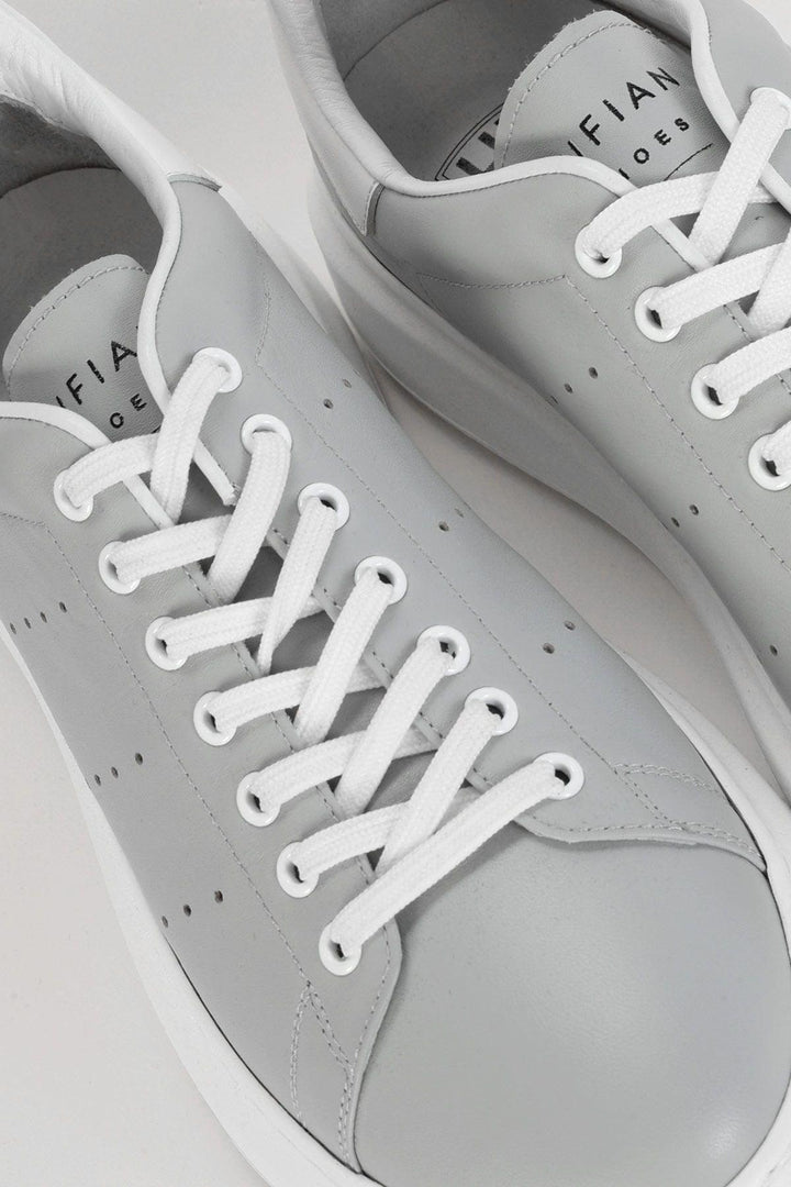 Gray Leather Classic Sneaker Shoes for Men by Paul - Texmart