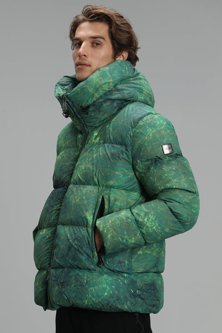 Green Feathered Elegance: Men's Nylon Coat for Unmatched Warmth and Style - Texmart