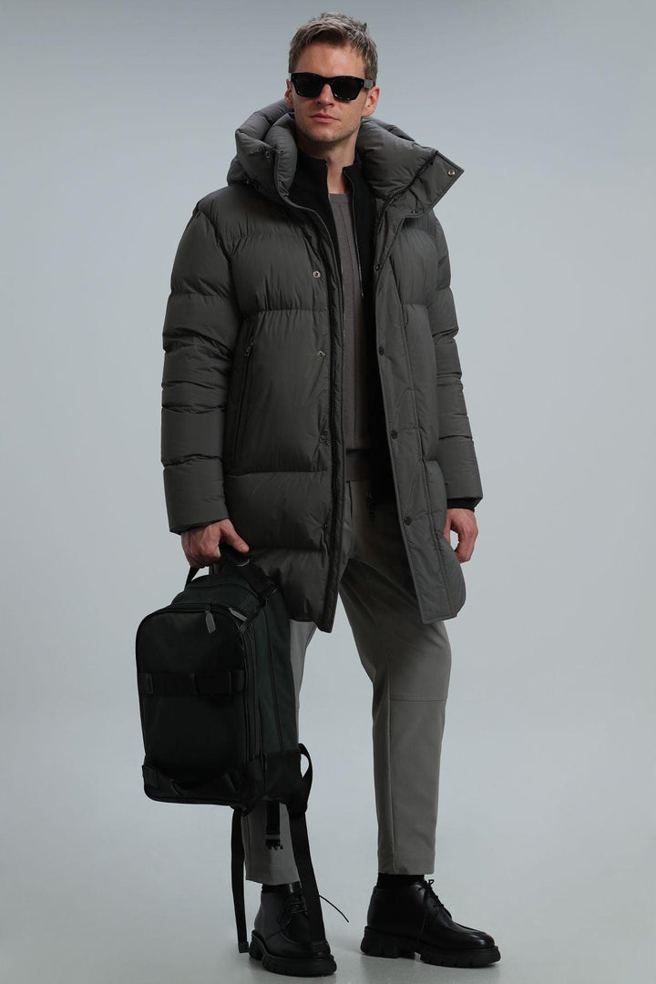 Khaki Men's Polyamide Coat Stylish and Warm - Texmart