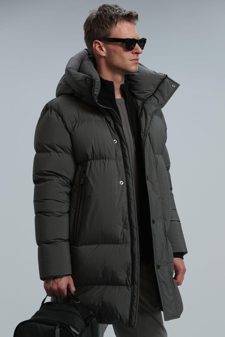Khaki Men's Polyamide Coat Stylish and Warm - Texmart