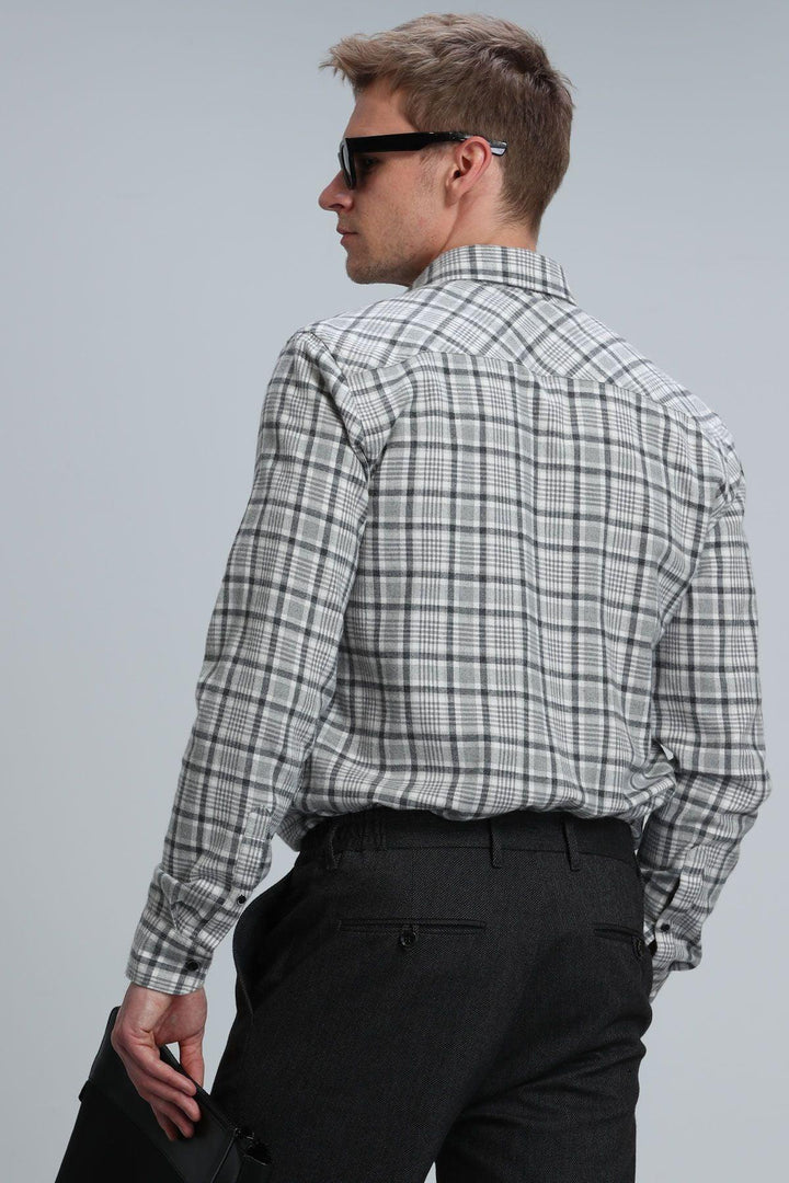 Lamira Men's Basic Shirt Comfort Slim Fit Gray - Texmart