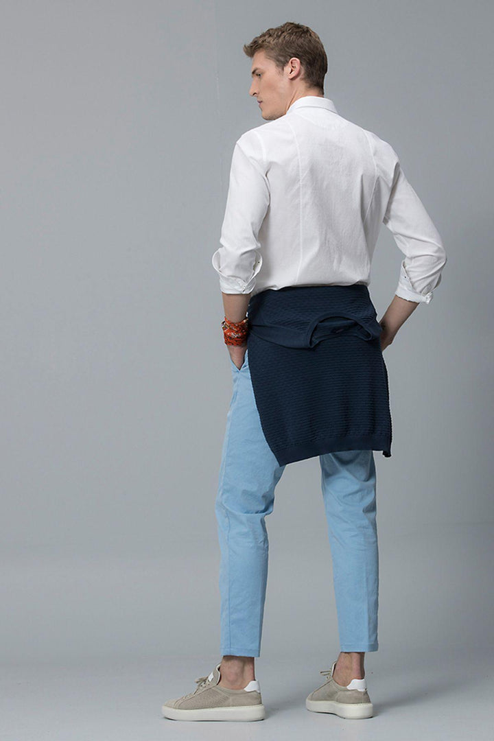 Light Blue Slim-Fit Chino Trousers for Men by Arvian Sports - The Ultimate Wardrobe Upgrade! - Texmart