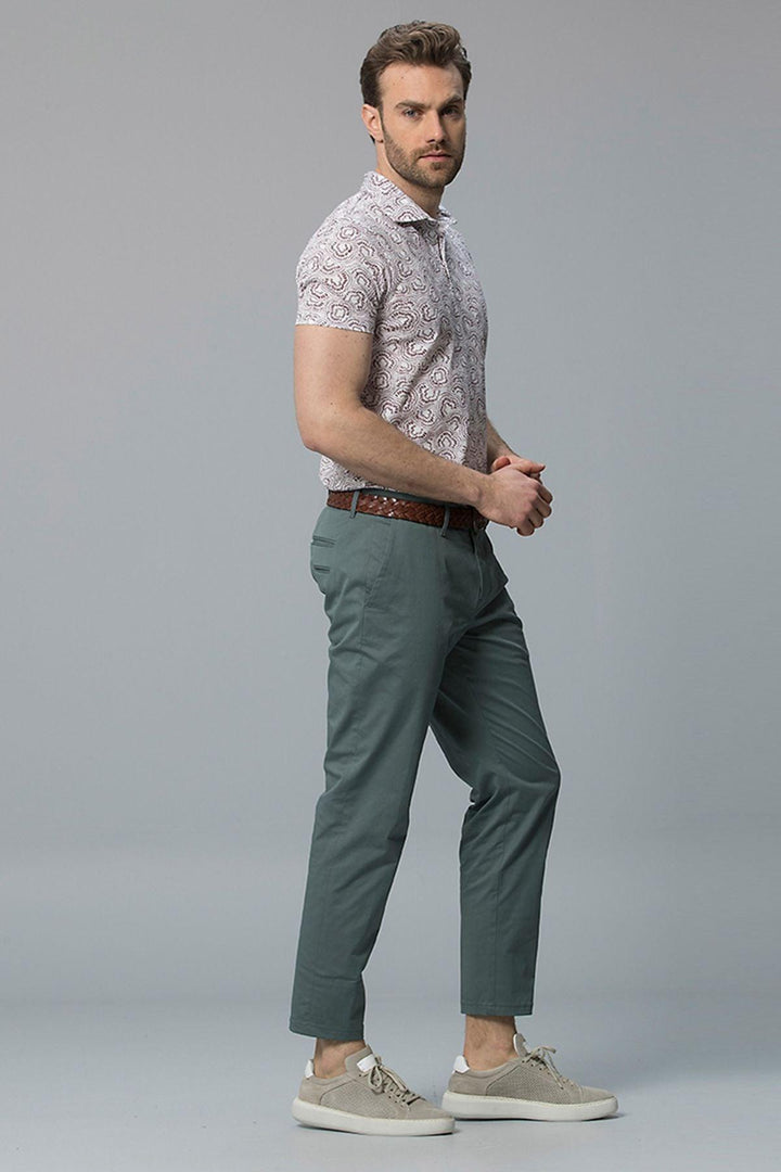 Light Green Slim Fit Chino Trousers for Stylish Men by Gabi Smart - Texmart