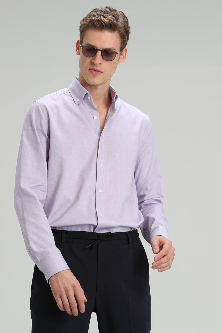 Lilac Comfort Slim Fit Cotton Shirt for Men - The Ultimate Blend of Style and Comfort - Texmart