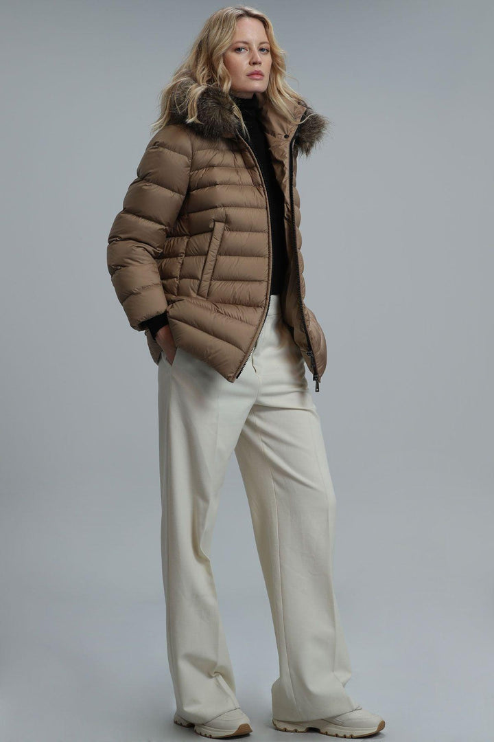 Luxe Beige Feathered Coat - Texmart