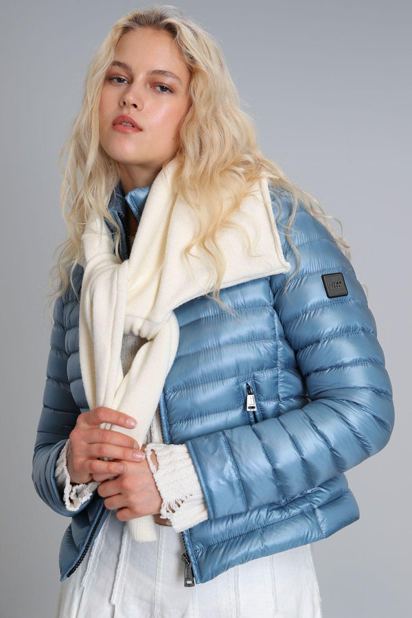 Mary Goose Feather Women's Coat Blue - Texmart