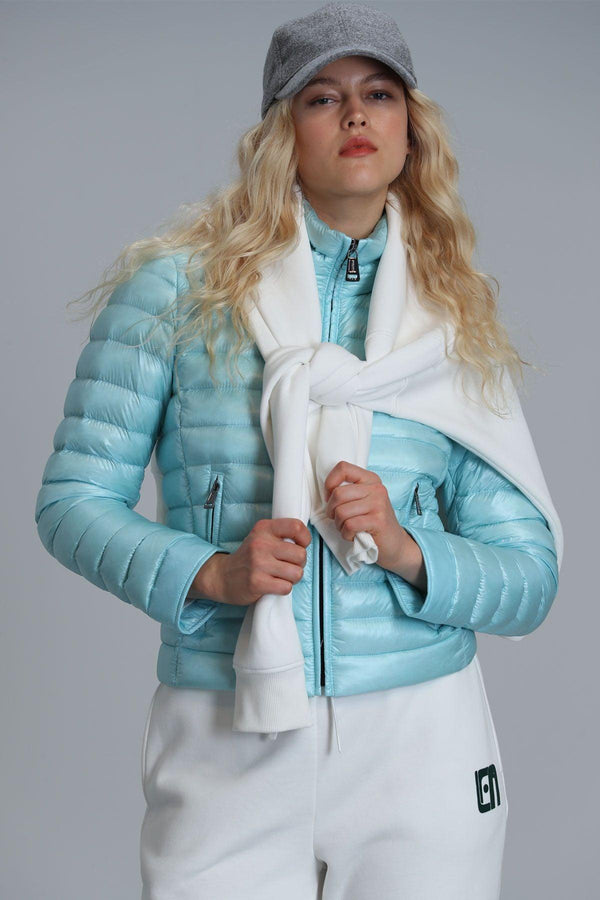 Mary Goose Feather Women's Coat Light Blue - Texmart