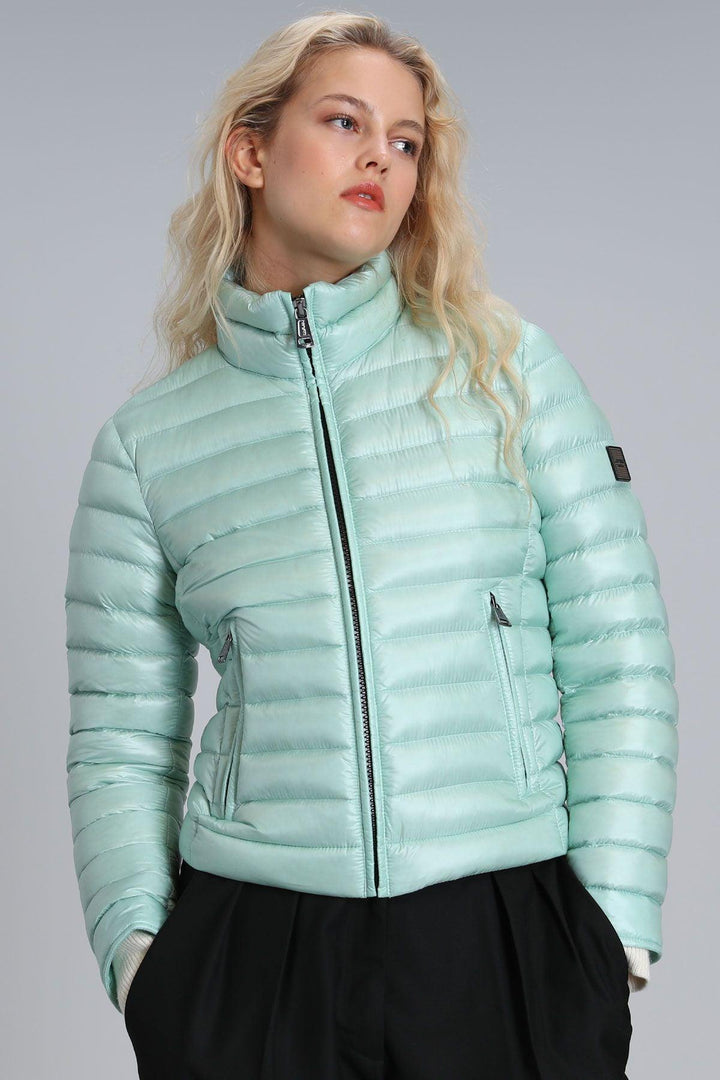 Mary Goose Feather Women's Coat Mint Green - Texmart