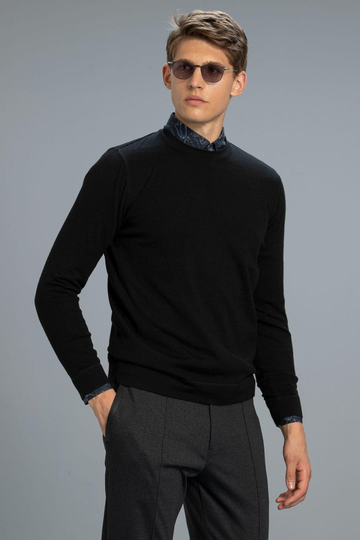 Men's Classic Black Wool-Blend Sweater: A Timeless Wardrobe Essential for Style and Warmth - Texmart