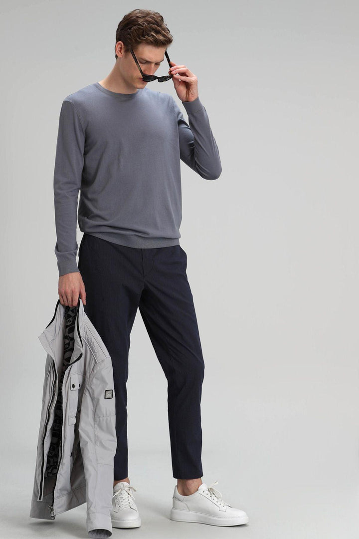 Midnight Blue Cotton-Nylon Blend Men's Sweater: The Perfect Blend of Style and Comfort - Texmart