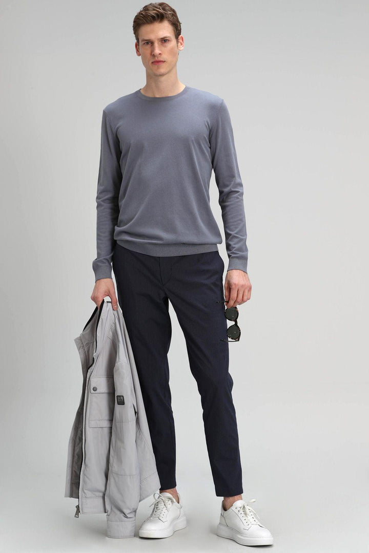 Midnight Blue Cotton-Nylon Blend Men's Sweater: The Perfect Blend of Style and Comfort - Texmart