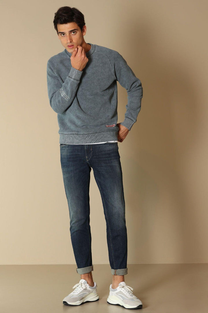 Moen's FlexFit Dark Blue Denim Slim Fit Trousers - Texmart