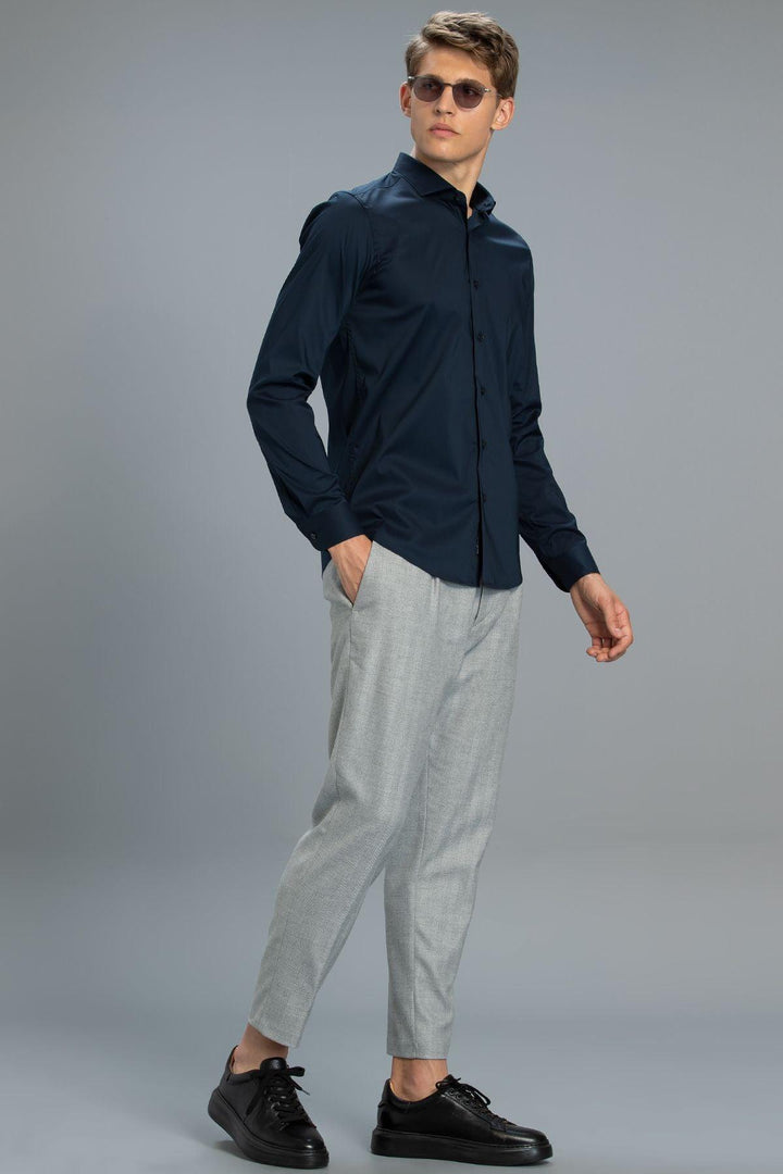 Nautical Navy Elegance: Men's Smart Shirt with a Sleek Fit and Comfort Blend - Texmart