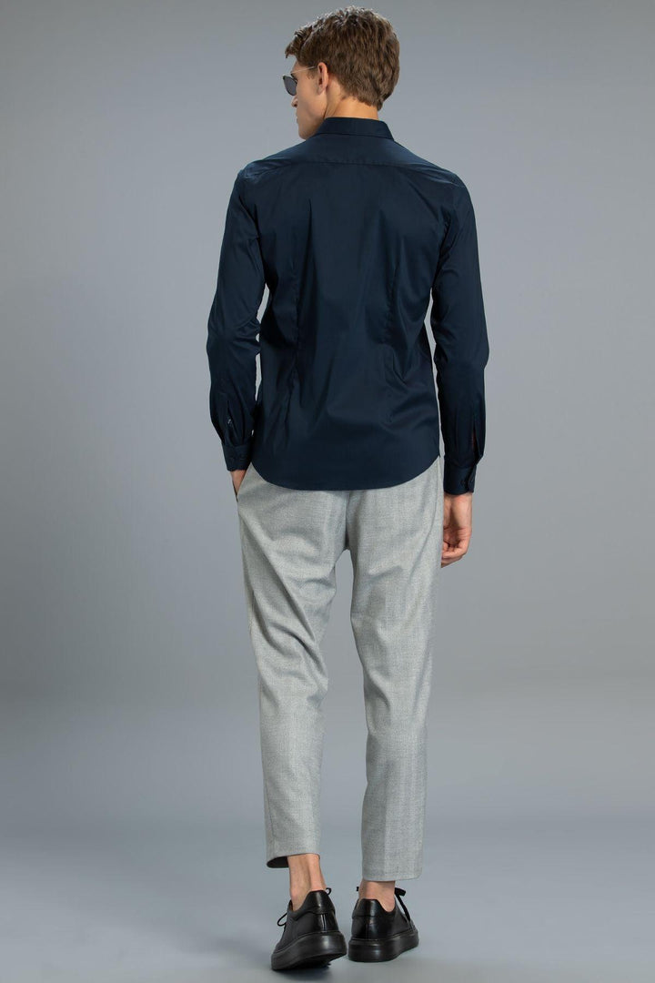 Nautical Navy Elegance: Men's Smart Shirt with a Sleek Fit and Comfort Blend - Texmart