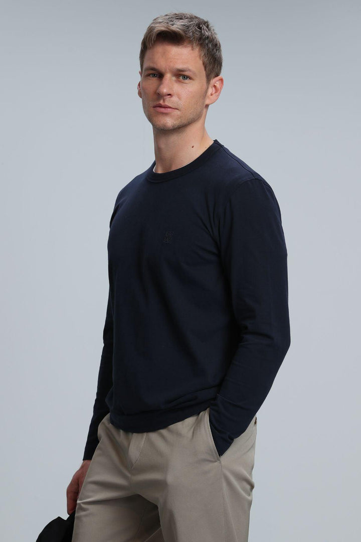 Navy Bliss Men's Comfort Fit Long Sleeve T-Shirt: Elevate Your Style with Unbeatable Comfort - Texmart
