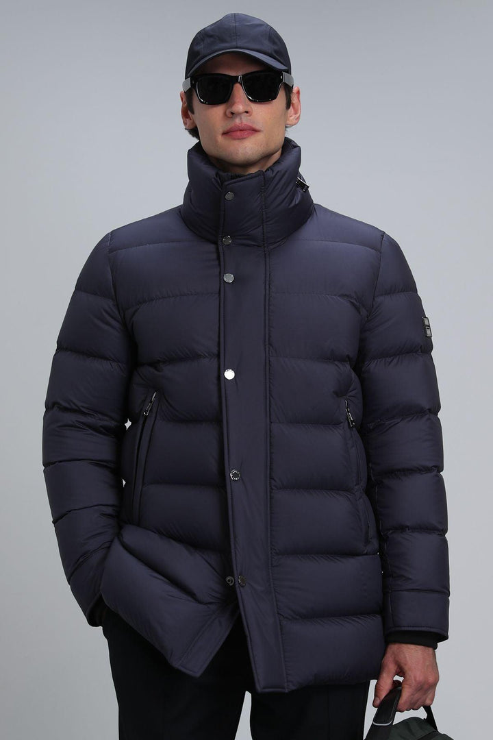 Navy Blue Arctic Comfort Men's Goose Feather Coat: Exceptional Insulation and Style - Texmart
