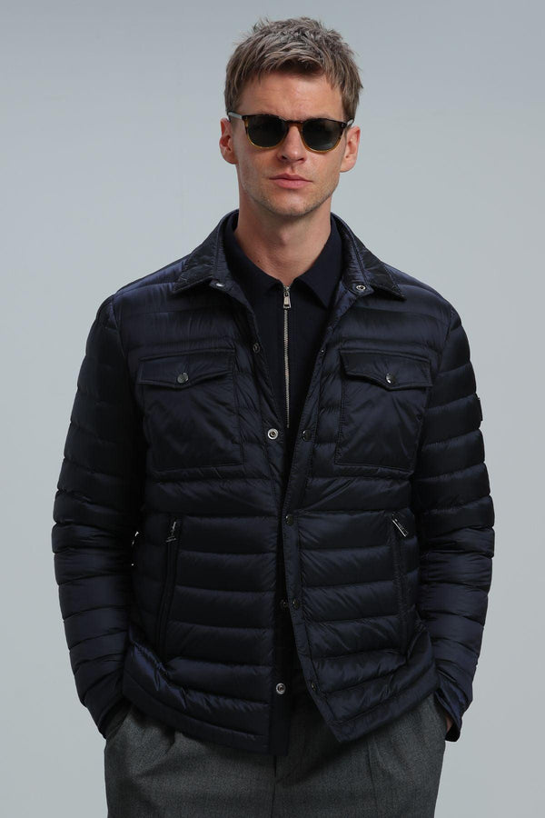 Navy Blue Arctic Comfort Men's Goose Feather Coat: The Epitome of Style and Warmth - Texmart