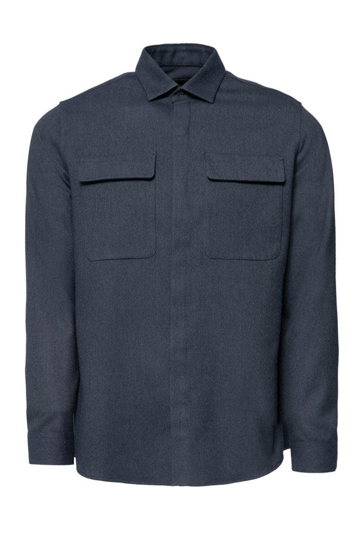 Navy Blue Comfort Slim Fit Men's Smart Shirt: Elevate Your Style with Sura - Texmart