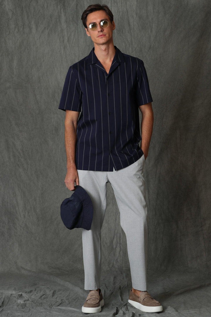 Navy Blue Comfort Slim Fit Smart Shirt for Men - The Ultimate Style Upgrade - Texmart