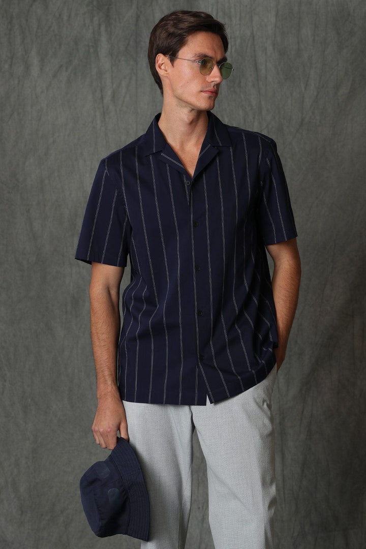 Navy Blue Comfort Slim Fit Smart Shirt for Men - The Ultimate Style Upgrade - Texmart