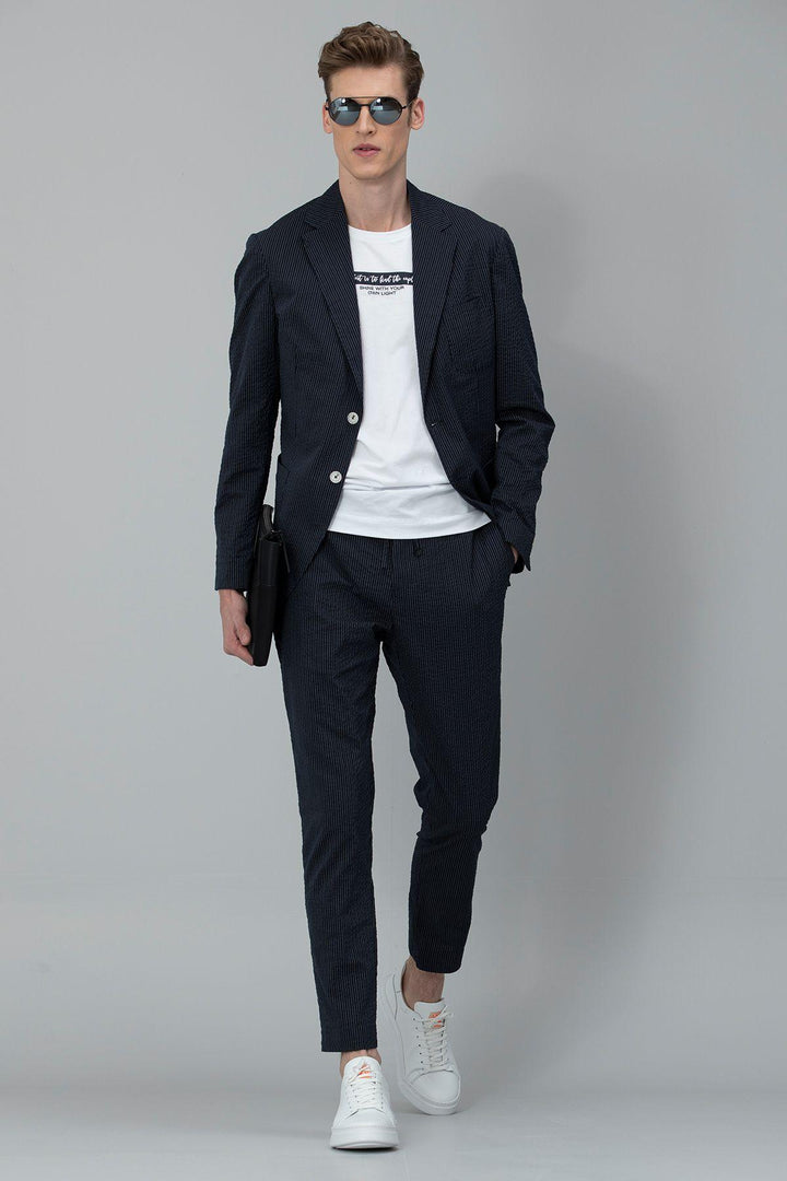 Navy Blue Elegance: Monoba's Sophisticated Slim-Fit Chino Trousers for Men - Texmart