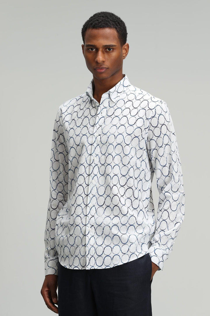 Navy Blue Elegance: Pietro Men's Comfort Slim Fit Smart Shirt - Texmart