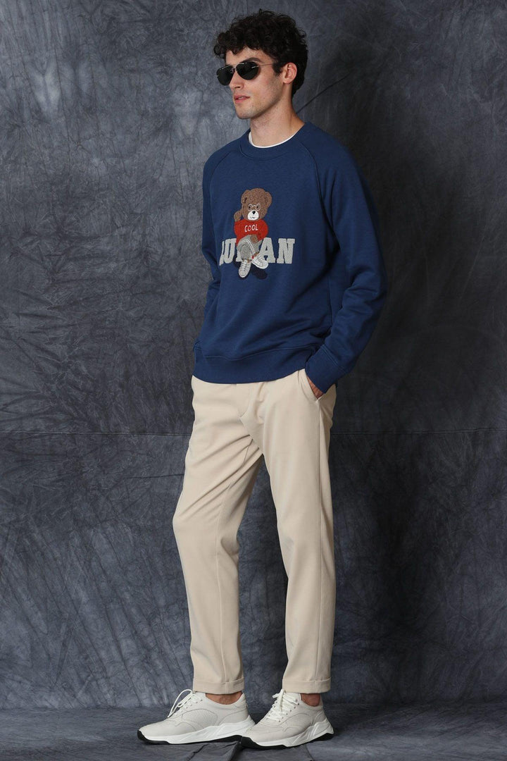 Navy Blue Knit Comfort Men's Sweatshirt: The Perfect Blend of Coziness and Style - Texmart