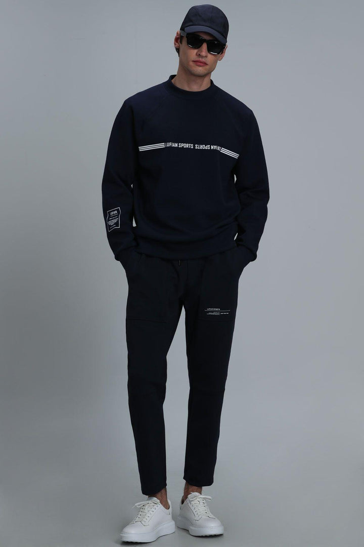 Navy Blue Knit Comfort: The Ultimate Men's Sweatshirt - Texmart