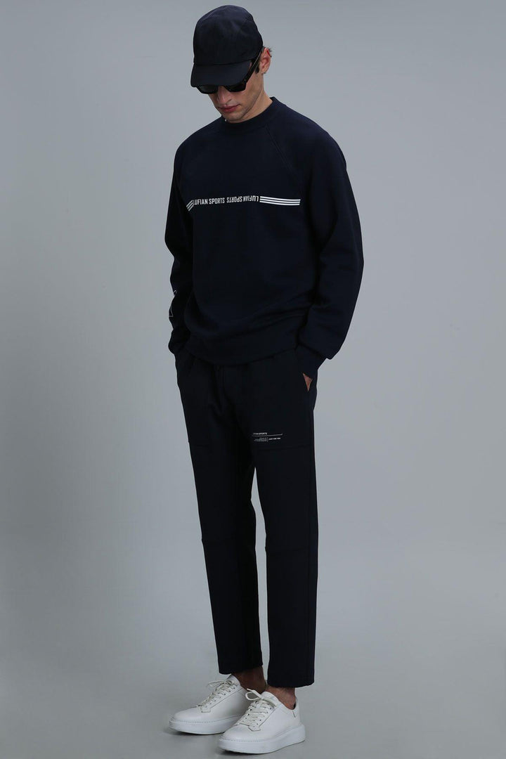 Navy Blue Knit Comfort: The Ultimate Men's Sweatshirt - Texmart