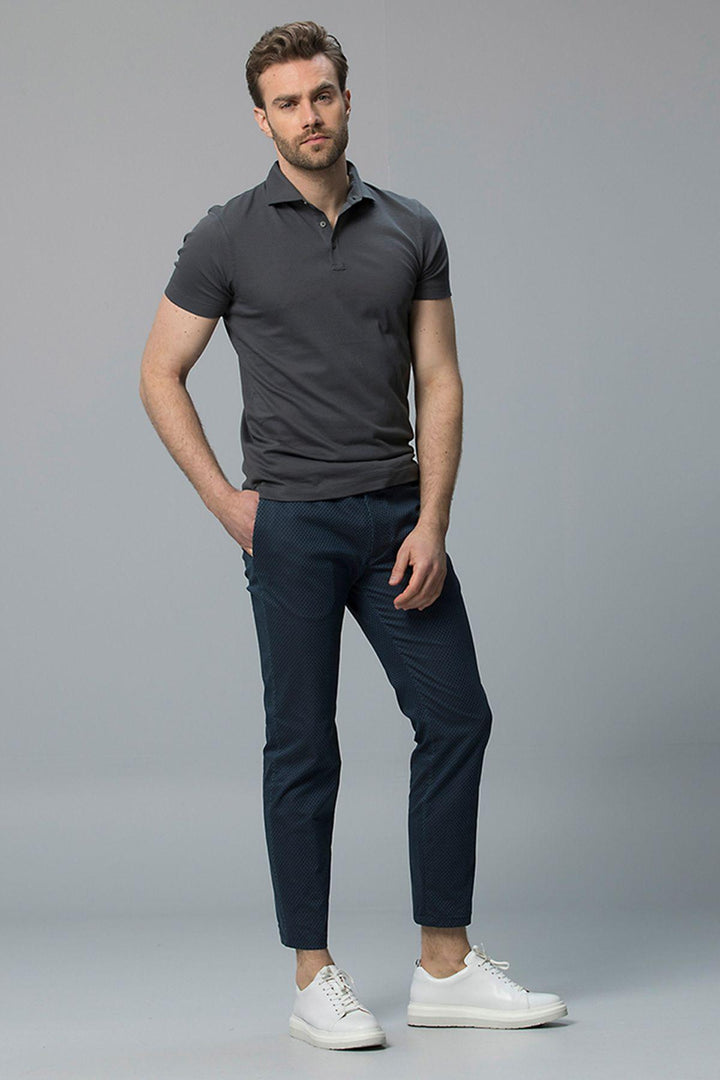 Navy Blue Modern Fit Stretch Chino Trousers for Men - The Ultimate Blend of Style and Comfort by Edwardd Smart - Texmart