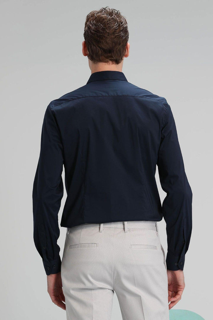 Navy Blue Slim Fit Austin Men's Basic Shirt: The Ultimate Wardrobe Essential for Men - Texmart
