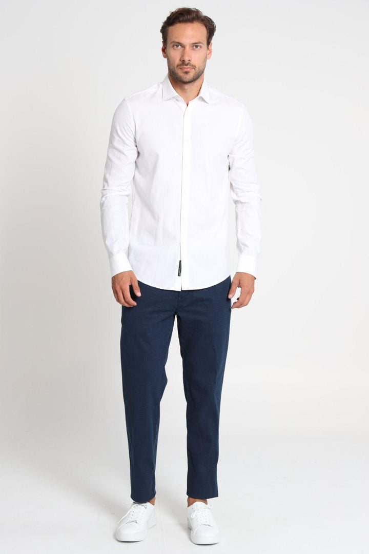 Navy Blue Slim-Fit Chino Trousers by Olaw Sports: Elevate Your Style Game with Effortless Sophistication - Texmart