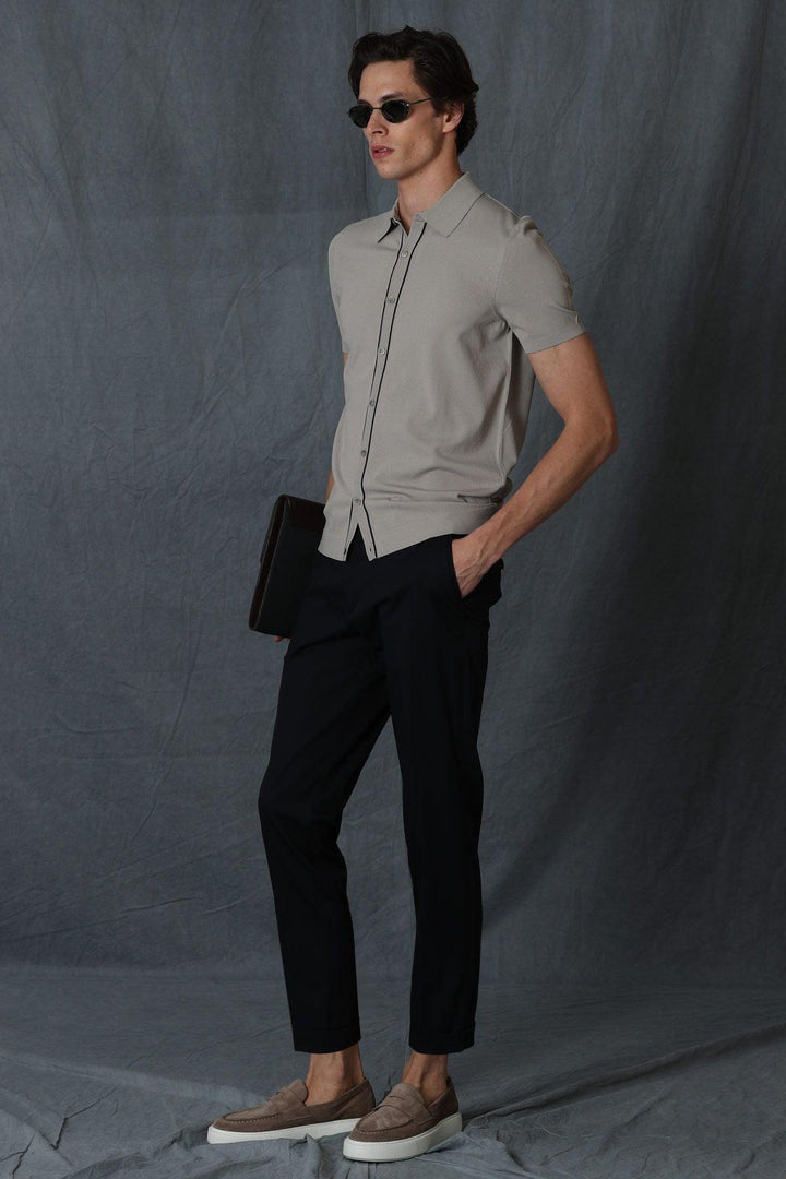 Navy Blue Slim Fit Cotton Chino Trousers for Stylish Men - Texmart