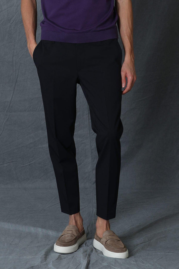 Navy Blue Slim Fit Glen Jogger Trousers: The Perfect Blend of Style and Comfort for the Modern Man - Texmart