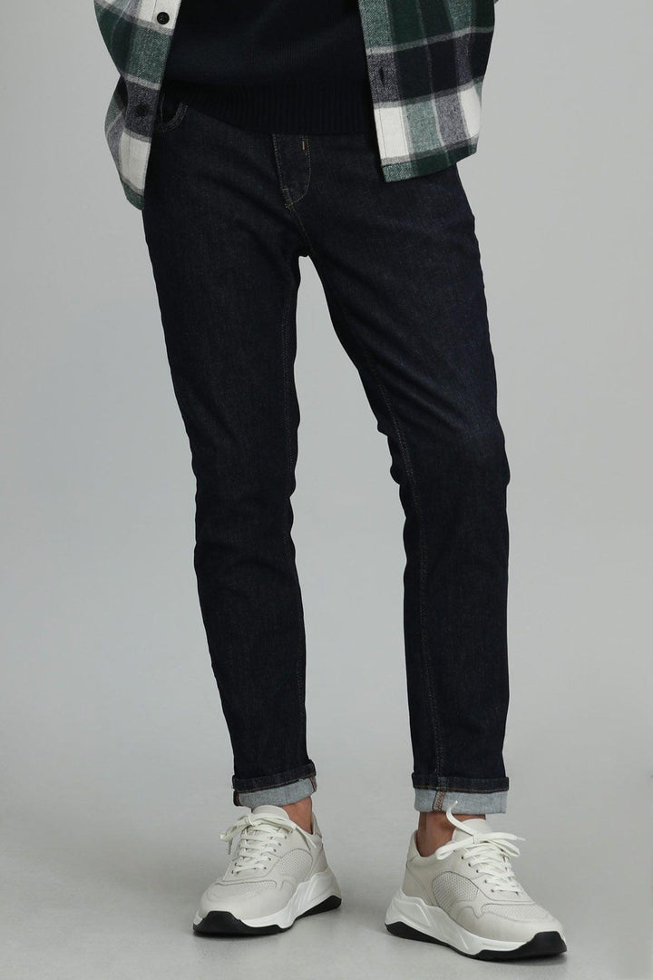 Navy Blue Slim-Fit Smart Jean Trousers: The Epitome of Style and Comfort - Texmart