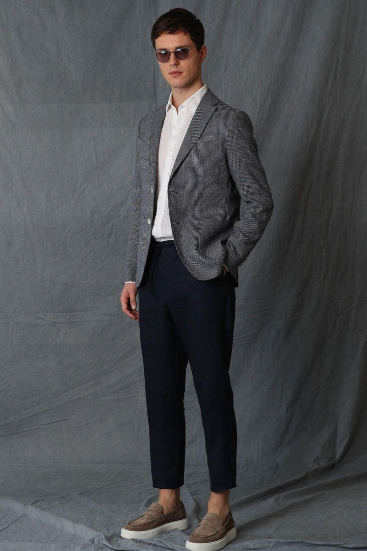 Navy Blue Tailored Fit Cotton Chino Trousers for Men by Karl Sports: Elevate Your Style with Comfort and Class - Texmart